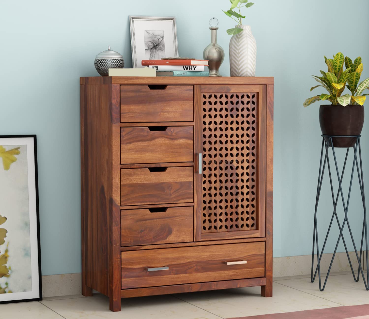 Woodtrend 5 Drawer Chest Honey Finish