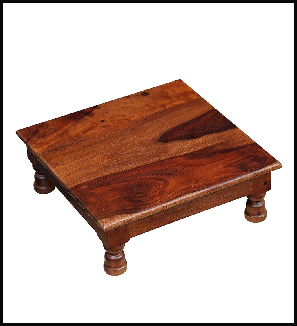 Sheesham Teak Wood Pooja Chowki Maple Finish