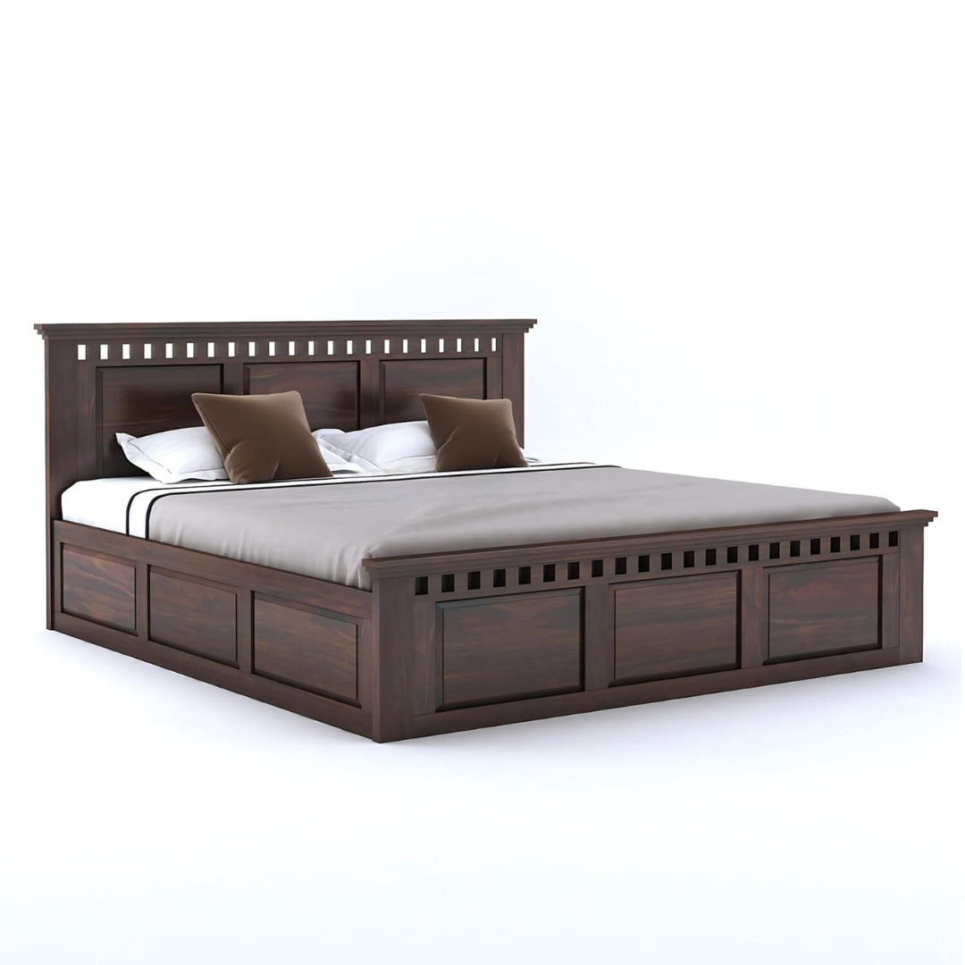 Woodtrend Solid Sheesham Wood King Size Bed with Storage