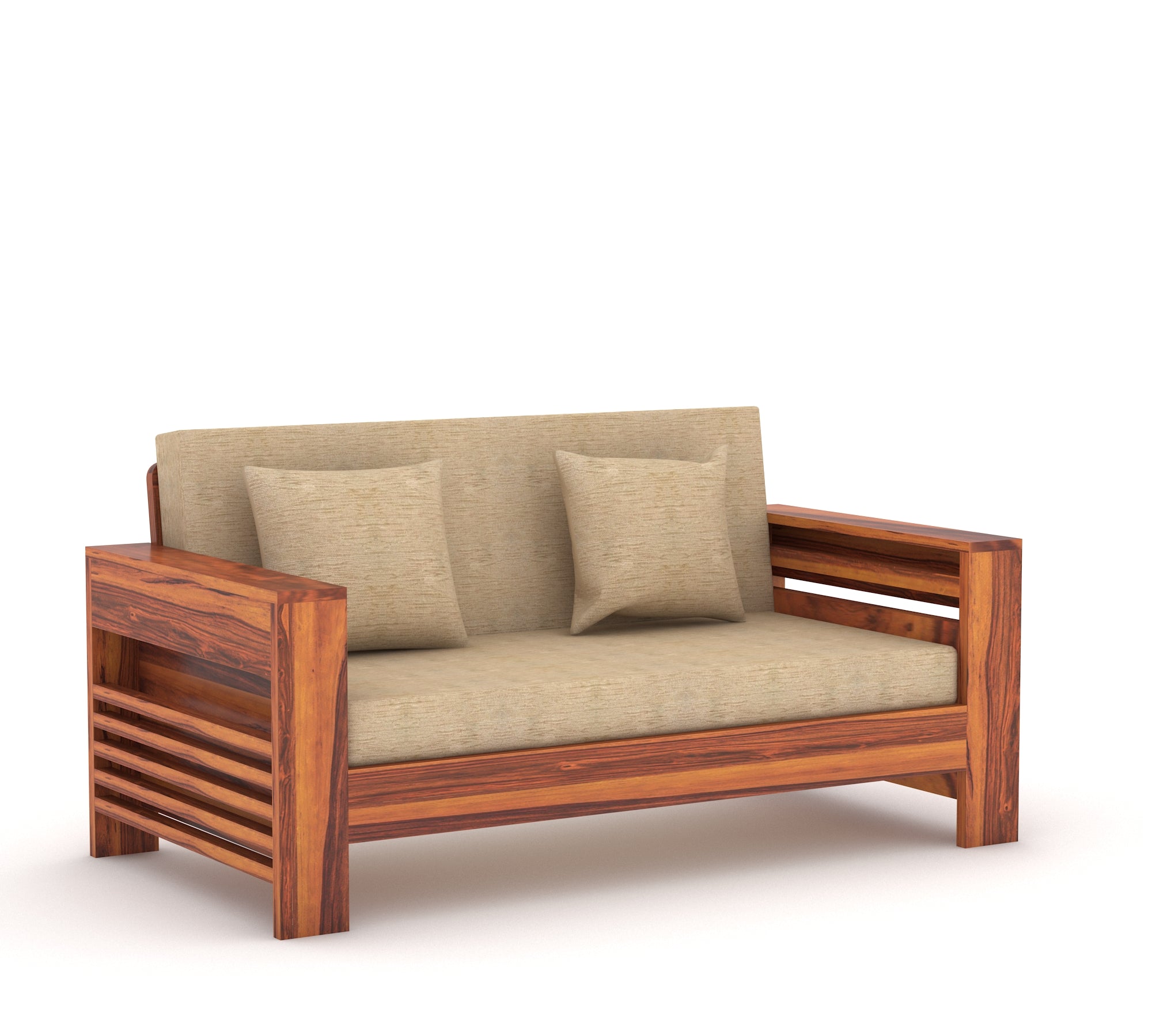 Wooden Sofa Set 2 Seater Living Room in Honey Finish