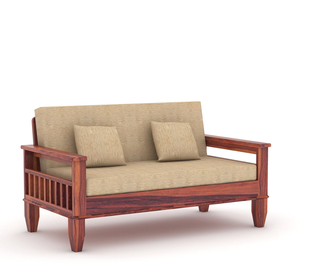 WOODTREND 2 Seater Sofa Set Natural Teak Finish