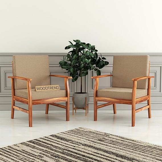WOODTRAND Wooden Single Seater Sofa | Pack of 2