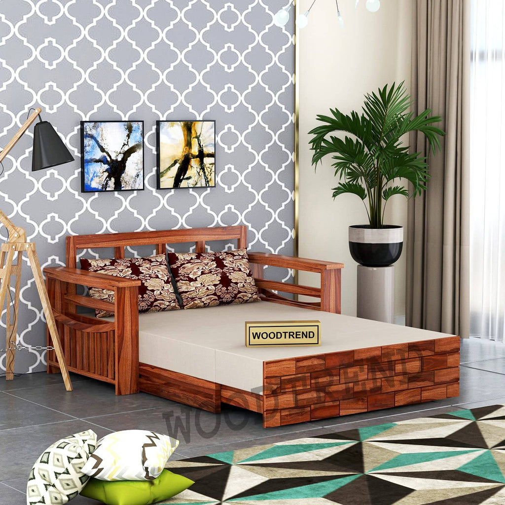 Solid Wooden 2 seater sofa Cums Bed