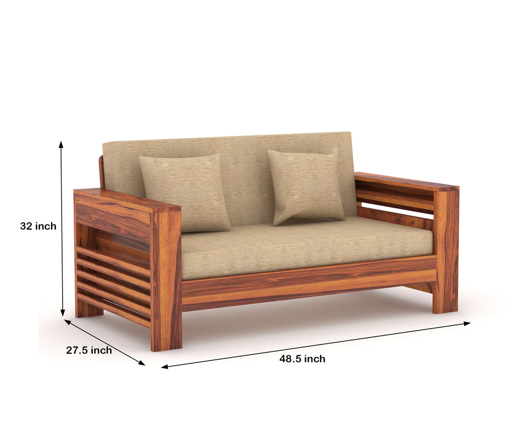 Wooden Sofa Set 2 Seater Living Room in Honey Finish