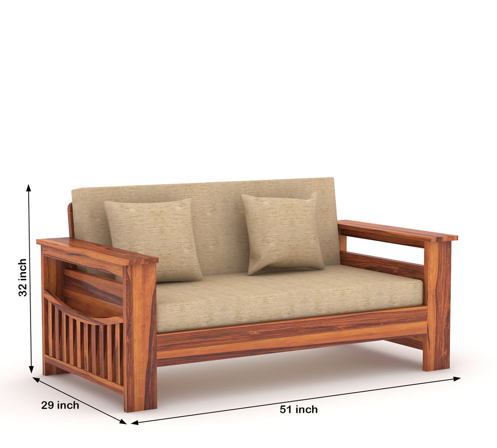 Woodtrend Two Seater Sofa Set with Honey Finish
