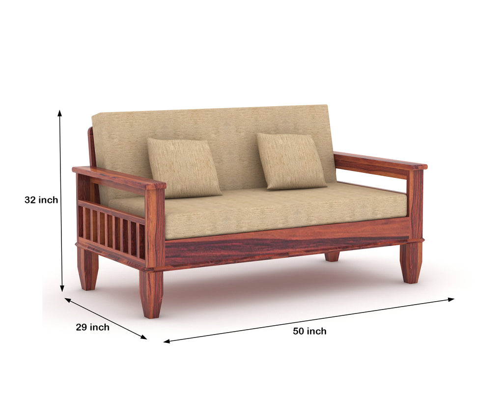 WOODTREND 2 Seater Sofa Set Natural Teak Finish
