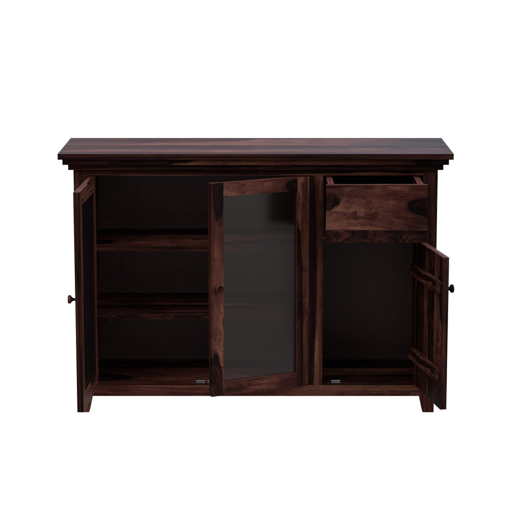 kitchen storage cabinets Kitchen Cabinet with Glass Door Walnut Finish