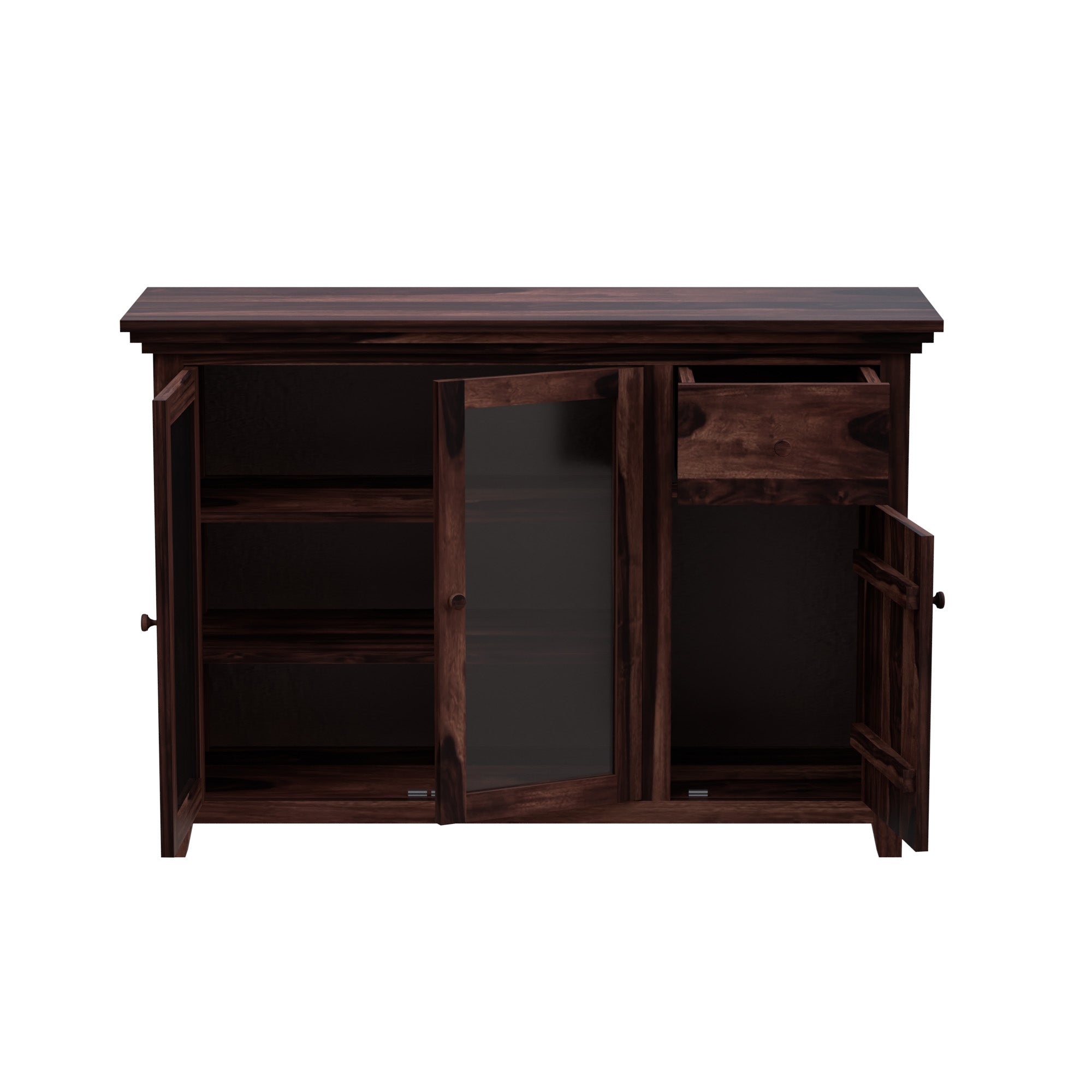 kitchen storage cabinets Kitchen Cabinet with Glass Door Walnut Finish