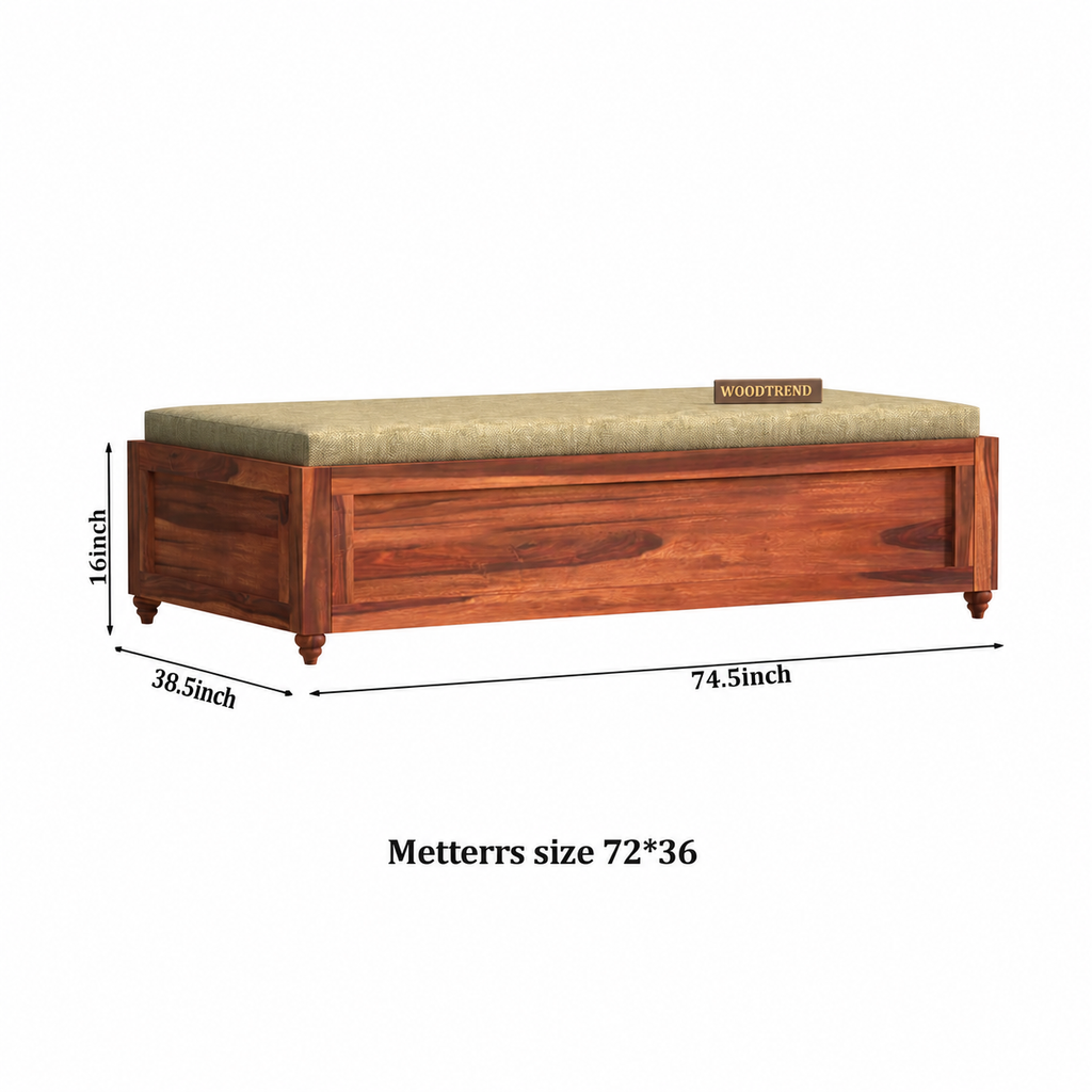 Morden Solid Sheesham Wood Storage Diwan Bed  - 3 Years Warranty