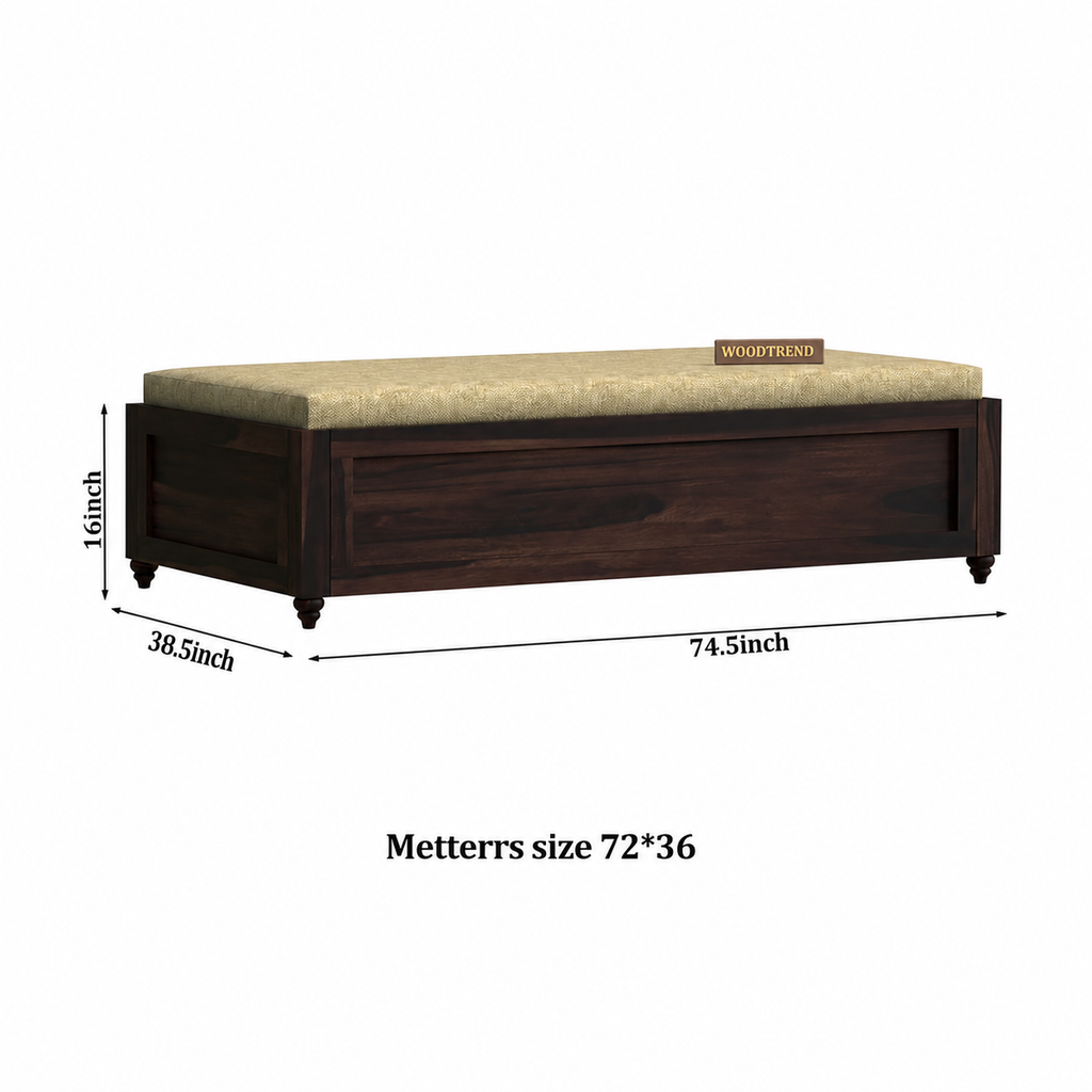 Premium Solid Sheesham Wood Diwan Bed with Storage -3 Years Warranty