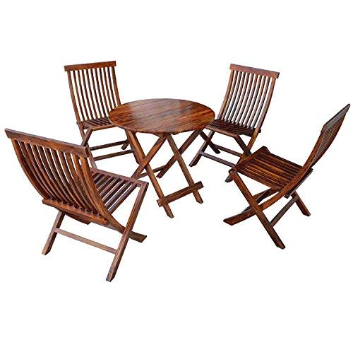 Woodtrend Dining Set Foldable 4 Chair and Round Table