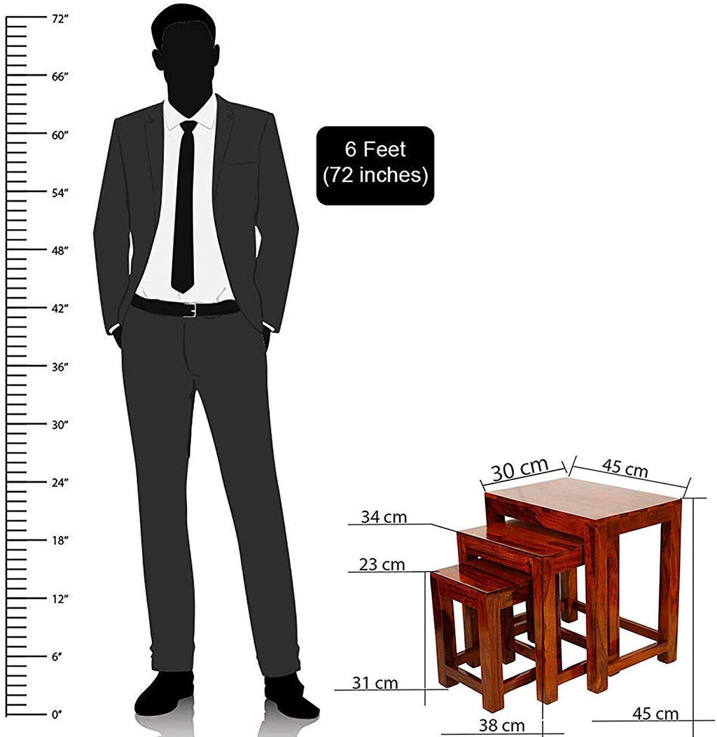 Woodtrend Sheesham Wood Nesting Table Set of 3 Stools