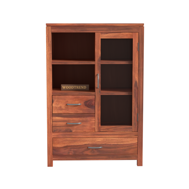 Book Cabinet With Glass Door | Natural finish