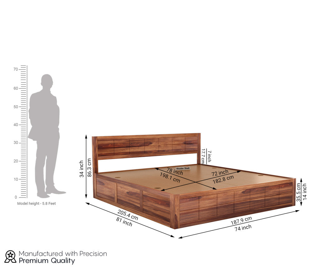 Woodtrend Sheesham Wood double bed with box storage