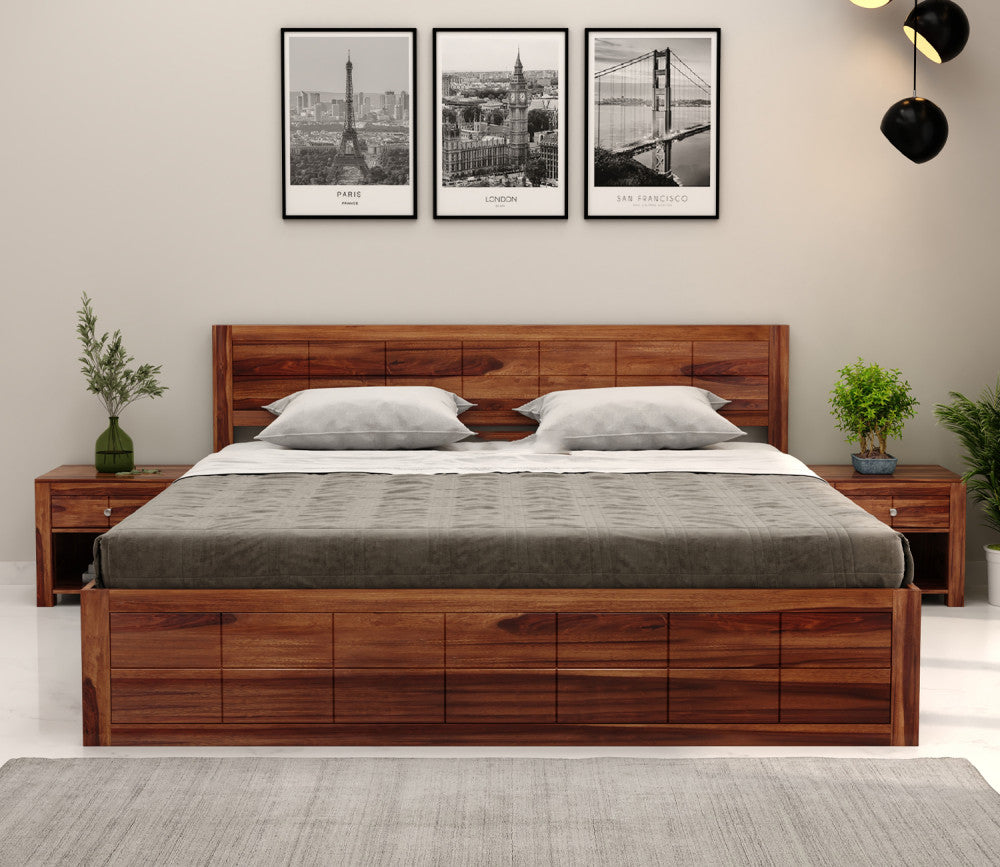 Woodtrend Sheesham Wood double bed with box storage