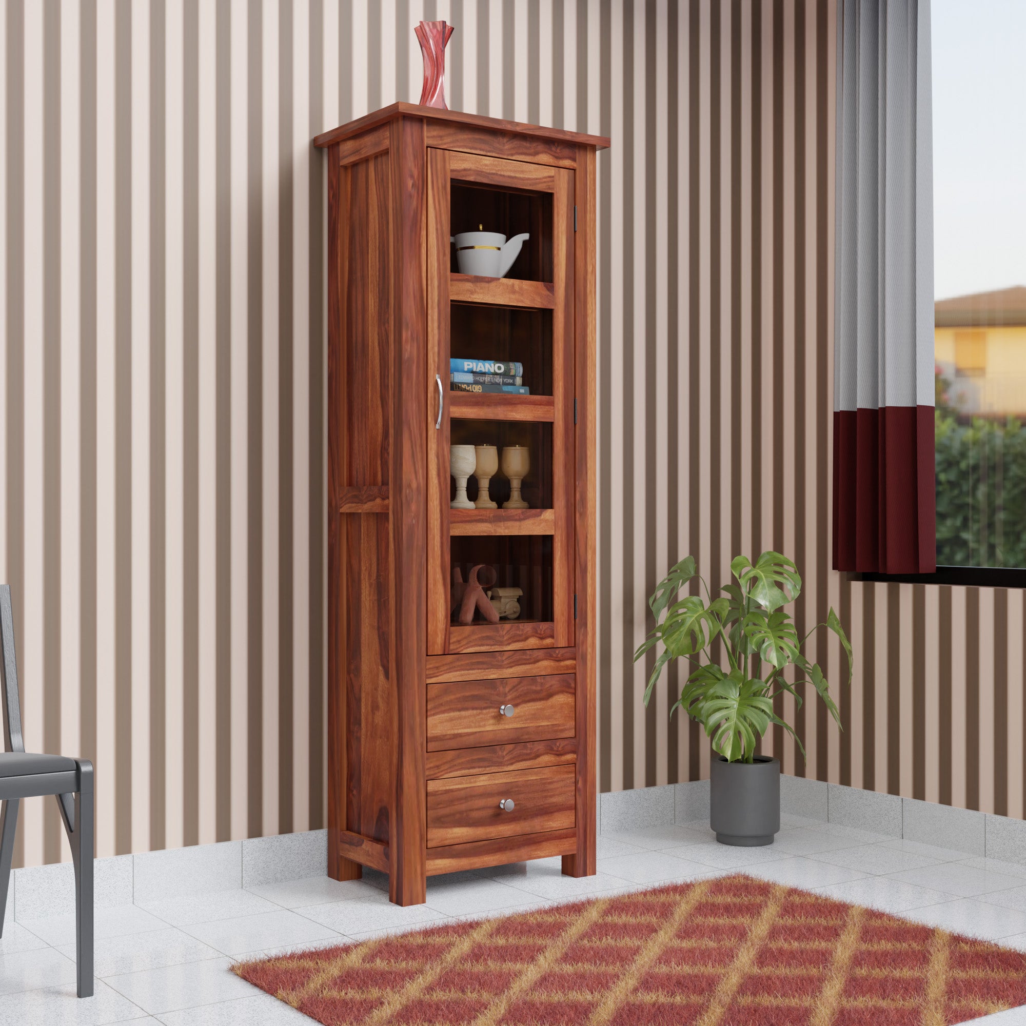 Cabinet with bookshelf | Glass Door