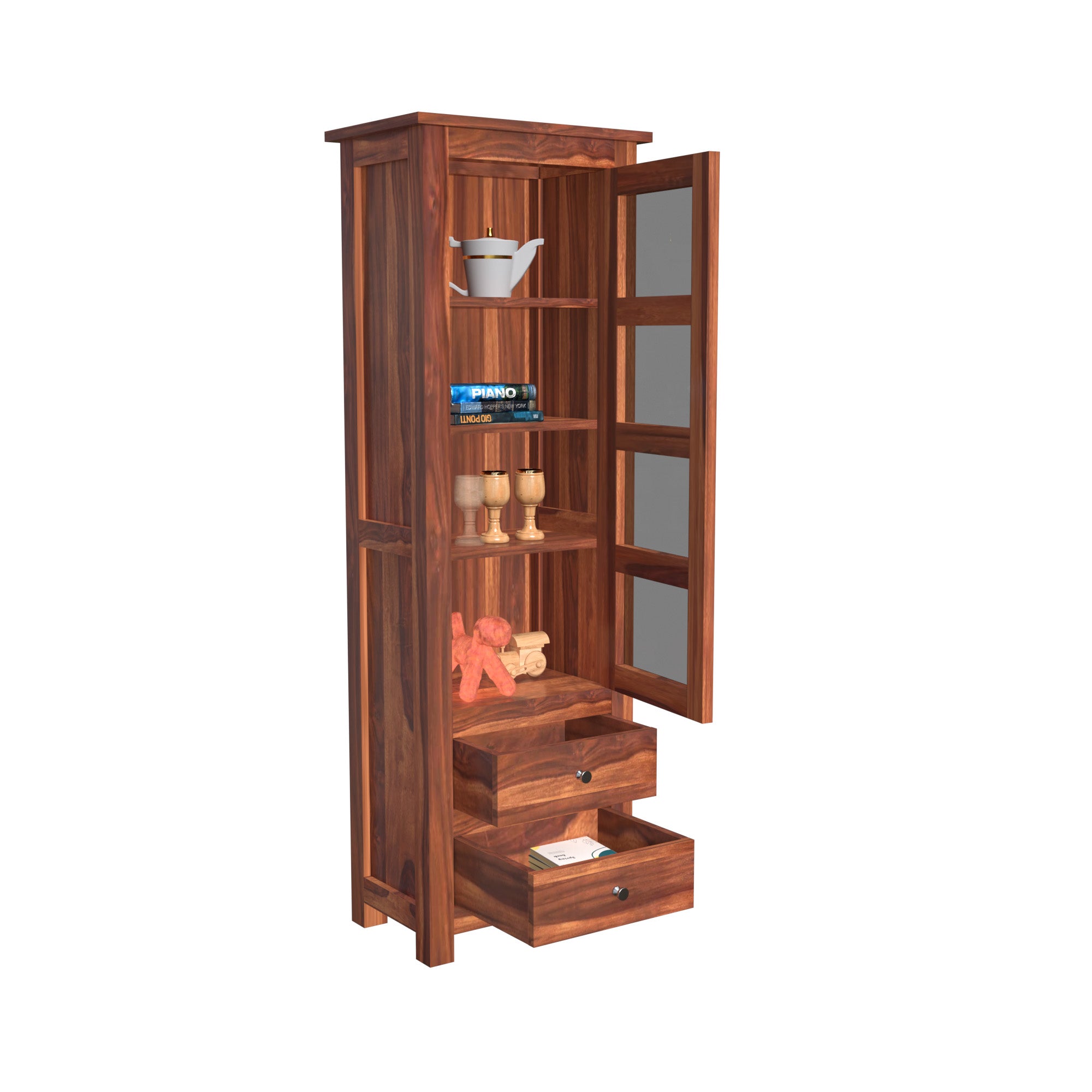 Cabinet with bookshelf | Glass Door