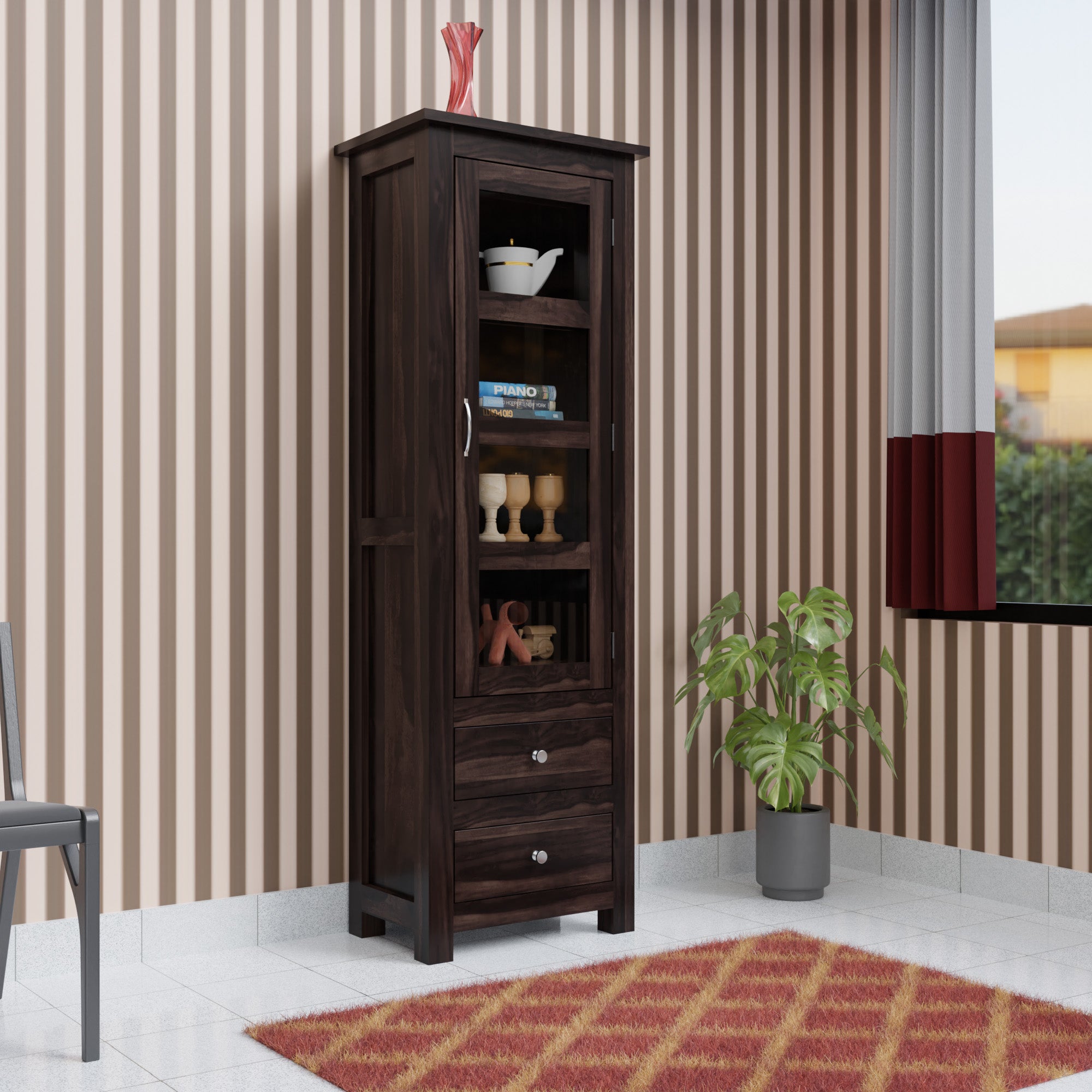 Cabinet with bookshelf | Glass Door