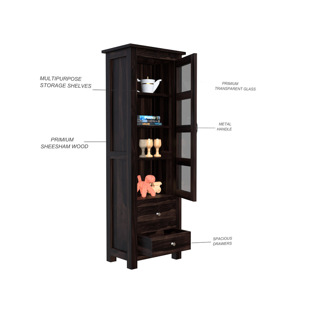 Cabinet with bookshelf | Glass Door