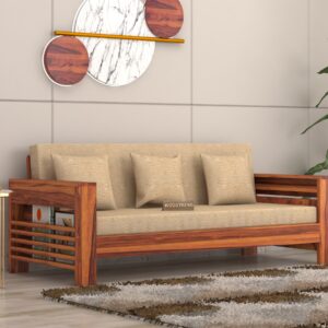 Sofa Set 3 Seater Living Room in Honey Finish