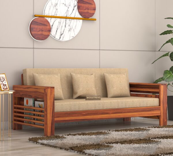 Sofa Set 3 Seater Living Room in Honey Finish