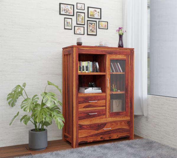 Bookshelf Cabinet with Glass Door