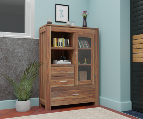 Bookshelf Cabinet with Glass Door