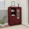 Bookshelf Cabinet with Glass Door in mahogany Finish
