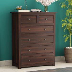 Chest Of 6 Drawers in Walnut Finish