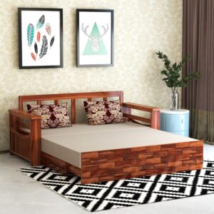 3 Seater Sofa Cum Bed Honey Finish