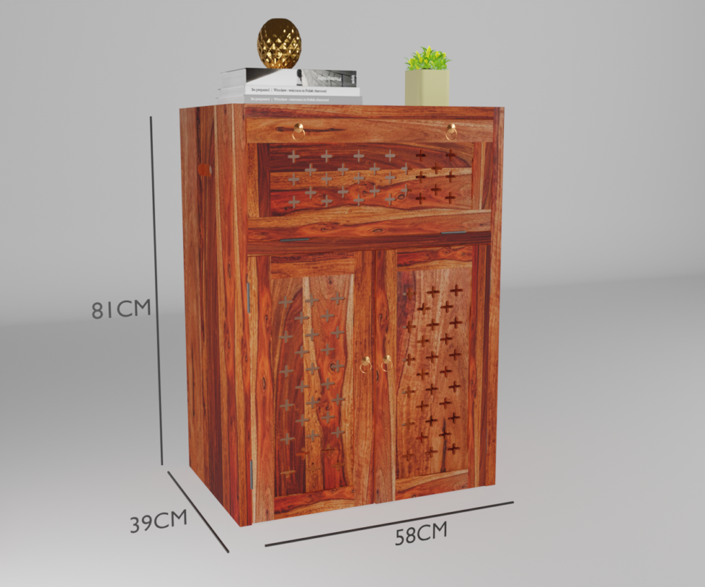 Inverter Battery Trolley in Honey Finish